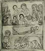 An illustration from The lives of Maba Seyon and Gabra Krestos : the Ethiopic texts / edited with an English translation and a chapter on the illustrations of Ethiopic mss. by E.A. Wallis Budge. (1898)