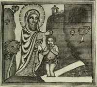 An illustration from The lives of Maba Seyon and Gabra Krestos : the Ethiopic texts / edited with an English translation and a chapter on the illustrations of Ethiopic mss. by E.A. Wallis Budge. (1898)