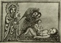 An illustration from The lives of Maba Seyon and Gabra Krestos : the Ethiopic texts / edited with an English translation and a chapter on the illustrations of Ethiopic mss. by E.A. Wallis Budge. (1898)