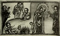 An illustration from The lives of Maba Seyon and Gabra Krestos : the Ethiopic texts / edited with an English translation and a chapter on the illustrations of Ethiopic mss. by E.A. Wallis Budge. (1898)