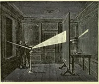 An illustration from Spectrum analysis in its application to terrestrial substances, and the physical constitution of the heavenly bodies / familiarly explained by H. Schellen ; translated from the second enlarged and revised German edition by Jane and Caroline Lassell ; edited with notes by William Huggins ; with numerous woodcuts and coloured plates, and Ångström's and Kirchhoff's maps. (1872)