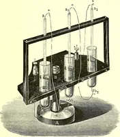 An illustration from Spectrum analysis in its application to terrestrial substances, and the physical constitution of the heavenly bodies / familiarly explained by H. Schellen ; translated from the second enlarged and revised German edition by Jane and Caroline Lassell ; edited with notes by William Huggins ; with numerous woodcuts and coloured plates, and Ångström's and Kirchhoff's maps. (1872)