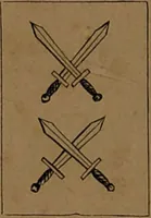 An illustration from L'art de tirer les cartes : révélations complètes sur les destinées au moyen des cartes et des tarots d'après les méthodes les plus certaines, suivis d'un jeu des patiences / par Johannès Trismégiste [i.e. Lorambert]. Orné de 150 figures. (1845)
