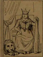 An illustration from L'art de tirer les cartes : révélations complètes sur les destinées au moyen des cartes et des tarots d'après les méthodes les plus certaines, suivis d'un jeu des patiences / par Johannès Trismégiste [i.e. Lorambert]. Orné de 150 figures. (1845)