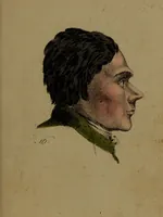 An illustration from Physiognomisches Taschenbuch nach Lavater's Grundsätzen, oder: die Kunst die Männer aus ihren Gesichtszügen zu erkennen. Aus dem Französischen übersetzt. Mit drei und dreissig illuminirten Kupfern. (1813)