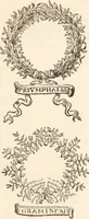 An illustration from Loves garland, or, Posies for rings, hand-kerchers, & gloves and such pretty tokens that lovers send their loves. A reprint. Whereunto is added a collection of posie mottoes ... entitled, Ye garland of ye Sette of odd volumes. To which is prefixed an introduction, in which some trite things are said concerning the efforts of the early alchemists to transmute the baser metals into gold ... / by James Roberts Brown. (1883)