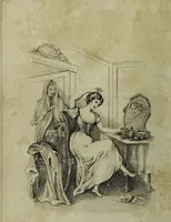 An illustration from Death's doings; consisting of numerous original compositions, in prose and verse, the friendly contributions of various writers; principally intended as illustrations of twenty four plates, designed and etched by R. Dagley / [Richard Dagley]. (1826)