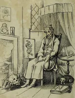 An illustration from Death's doings; consisting of numerous original compositions, in prose and verse, the friendly contributions of various writers; principally intended as illustrations of twenty four plates, designed and etched by R. Dagley / [Richard Dagley]. (1826)