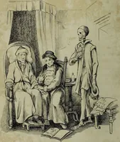 An illustration from Death's doings; consisting of numerous original compositions, in prose and verse, the friendly contributions of various writers; principally intended as illustrations of twenty four plates, designed and etched by R. Dagley / [Richard Dagley]. (1826)