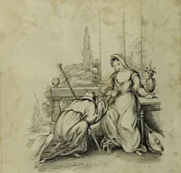 An illustration from Death's doings; consisting of numerous original compositions, in prose and verse, the friendly contributions of various writers; principally intended as illustrations of twenty four plates, designed and etched by R. Dagley / [Richard Dagley]. (1826)