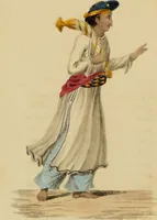 An illustration from Asiatic costumes; a series of forty-four coloured engravings, from designs taken from life: with a description to each subject / By Captain Smith, 44th Regiment. (1828)