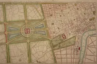 An illustration from London and Westminster improved, illustrated by plans : to which is prefixed, a discourse on publick magnificence; with observations on the state of arts and artists in this kingdom, wherein the study of the polite arts is recommended as necessary to a liberal education: concluded by some proposals relative to places not laid down in the plans / By John Gwynn. (1766)