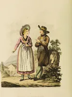 An illustration from The costume of the hereditary states of the House of Austria : displayed in fifty coloured engravings / with descriptions, and an introduction [in English and French]. Translated by R.C. Dallas. (1804)