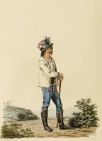 An illustration from The costume of the hereditary states of the House of Austria : displayed in fifty coloured engravings / with descriptions, and an introduction [in English and French]. Translated by R.C. Dallas. (1804)