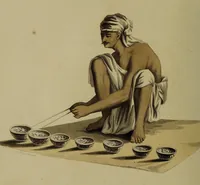 An illustration from The costume of Hindostan, elucidated by sixty coloured engravings / with descriptions in English and French, taken in the years 1798 and 1799. By Balt. Solvyns, of Calcutta. (1804)