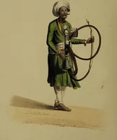 An illustration from The costume of Hindostan, elucidated by sixty coloured engravings / with descriptions in English and French, taken in the years 1798 and 1799. By Balt. Solvyns, of Calcutta. (1804)