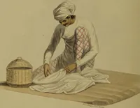 An illustration from The costume of Hindostan, elucidated by sixty coloured engravings / with descriptions in English and French, taken in the years 1798 and 1799. By Balt. Solvyns, of Calcutta. (1804)