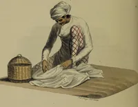 An illustration from The costume of Indostan, elucidated by sixty coloured engravings; with descriptions in English and French, taken in the years 1798 and 1799 / By Balt. Solvyns. (1804)