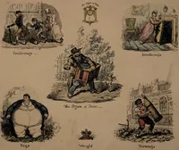Picture 5 of 8 from Phrenological illustrations, or an artist's view of the craniological system of Doctors Gall and Spurzheim / By George Cruikshank. (1827), leaf 17