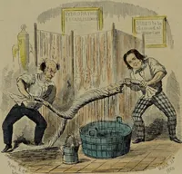 An illustration from Pleasures of the water cure / by a patient who has been well drench'd and wrench'd and restored to health. (1860)