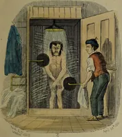 An illustration from Pleasures of the water cure / by a patient who has been well drench'd and wrench'd and restored to health. (1860)