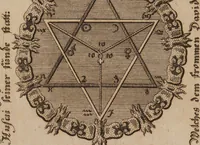 An illustration from Das güldne Vliesz, oder das allerhöchste, edelste, kunstreichste Kleinod, und der urälteste verborgene Schatz der Weisen, in welchem ist die allgemeine Materia Prima, derselben nothwendige Praeparation und überaus reiche Frucht des philosophischen Steins augenscheinlich gezeiget und klärlich dargethan / Philosophischer und theologischer Weise beschrieben und zusammen verfasset durch einen ungenannten, doch wohlbekannten &c. Ich sags nicht ... [Anon]. (1737)