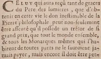 An illustration from Cosmopolite, ou nouvelle lumière chymique, pour servir d'éclaircissement aux trois principes de la nature, exactement décrits dans les trois traitez suivans: Le Ier. De la nature en général, où il est parlé du mercure: Le II. Du soufre: Le III. Du vray sel des philosophes / [Michał Sędziwój]. (1723)