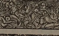 An illustration from Secreti astrologici celesti, et terrestri motivati dalle comete e suelati alla curiosità de gl'animi virtuosi ... Con molti varii successi, principio, e fine del mondo, origine, nascita, e venuta dell'Antichristo, et altre curiosità filosofiche e meteorologiche / Dda D. Agostino Maccari. (1681)